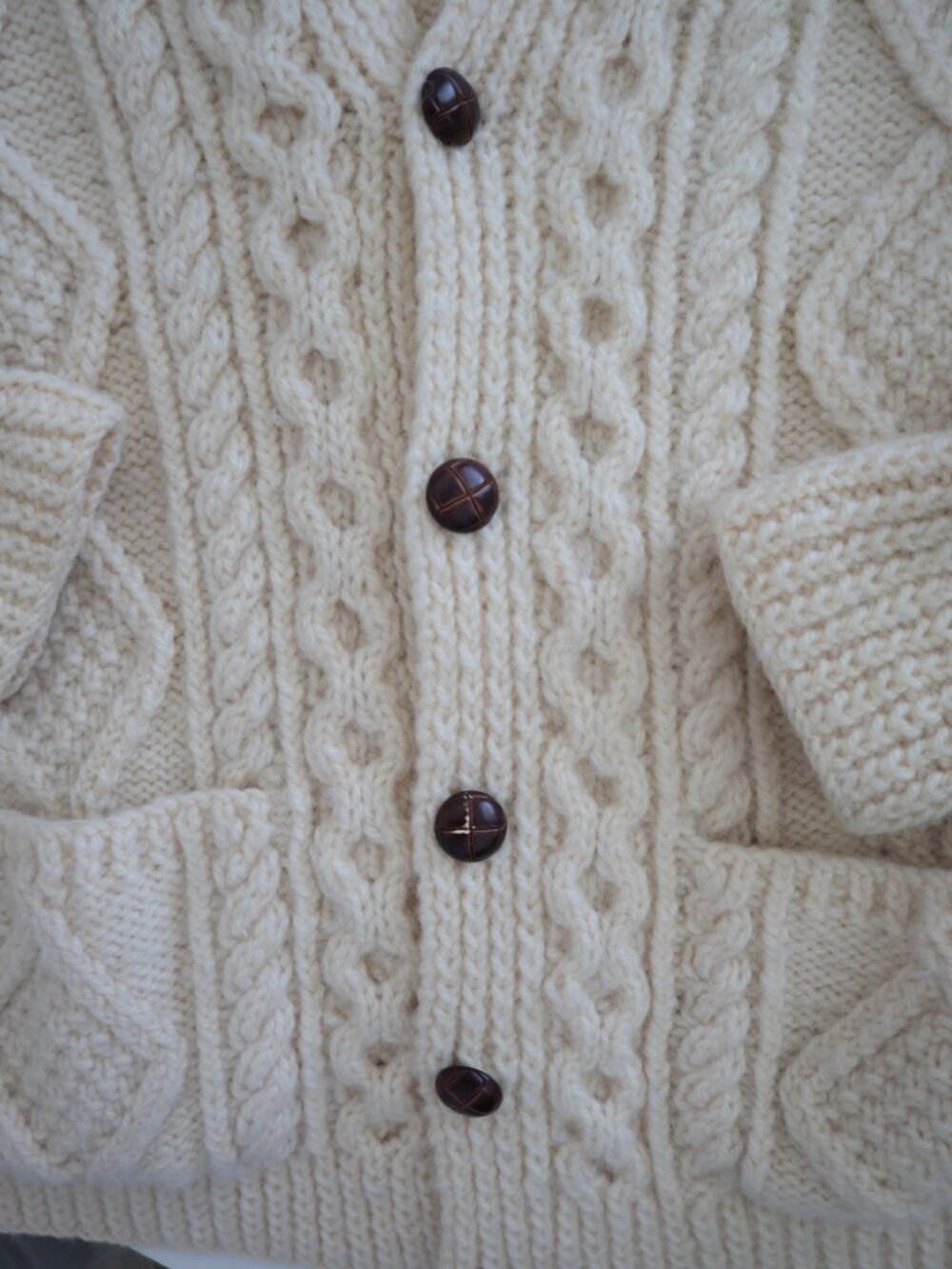 Vintage Glendalough Woolen Mills Knit Fisherman Cardigan Sweater | L - Picture 5 of 6